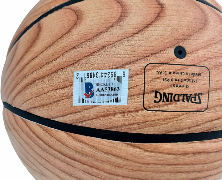 Damian Lillard Auto Official Spalding Trail Blazers Wood Logo Basketball Beckett
