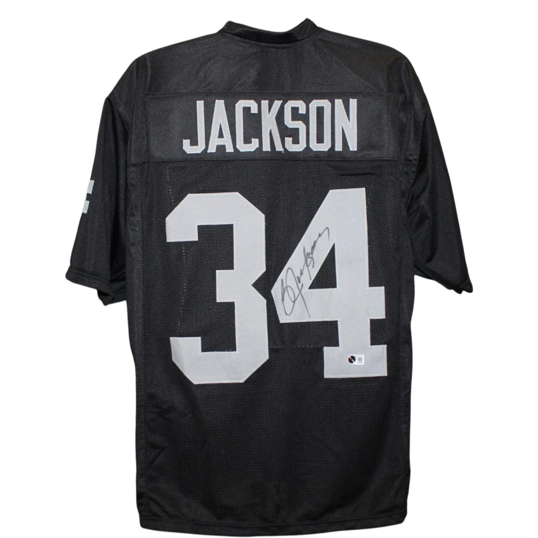 Bo Jackson Autographed/Signed Pro Style Black Jersey Size XL Beckett WIT 58827