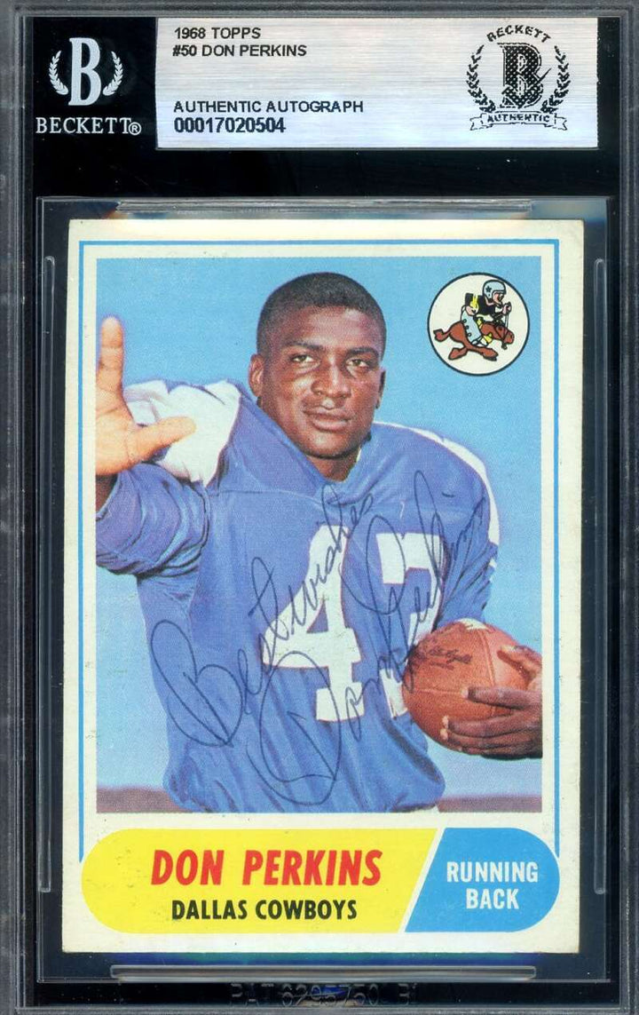 Don Perkins Beckett BAS Vintage Signed 1968 Topps Autograph