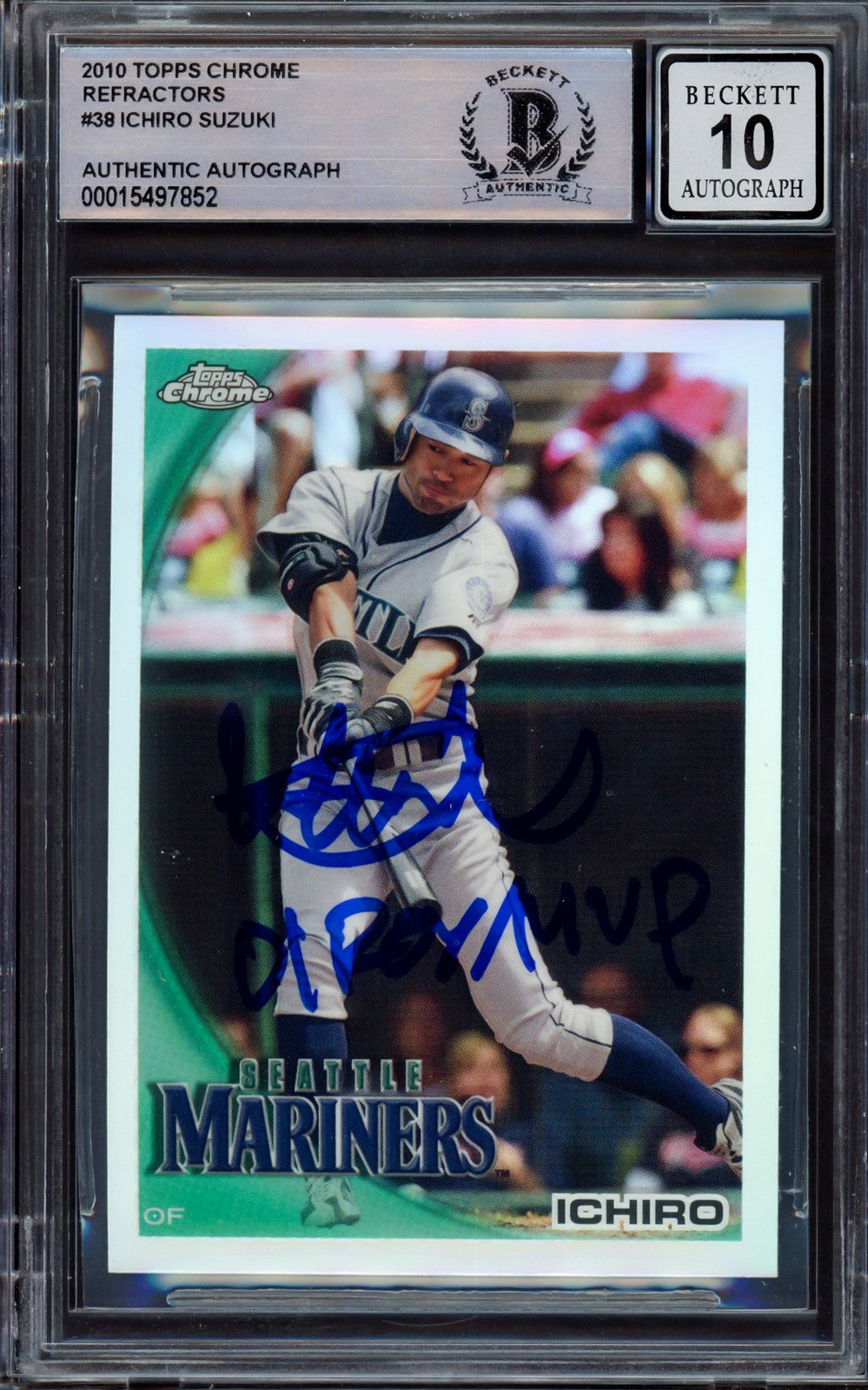 Ichiro Suzuki Signed 2010 Topps Chrome Refractors Card 38 Sig 10 ROY/MVP Beckett