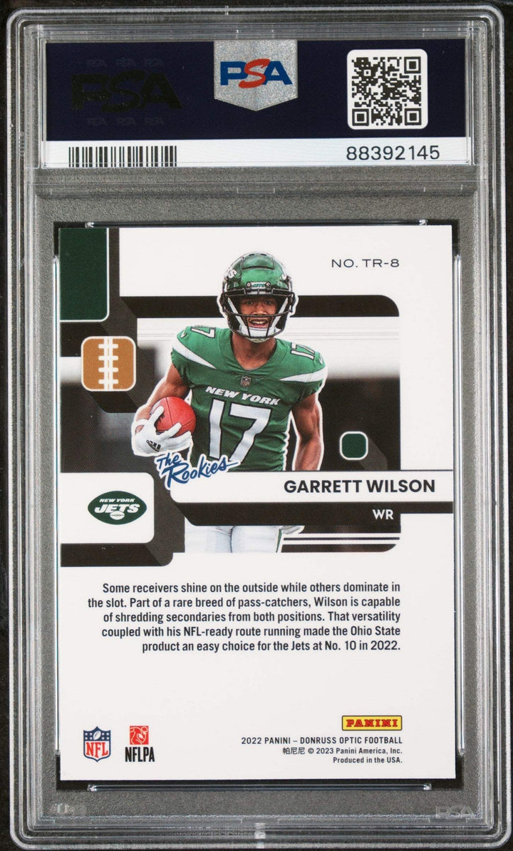 Graded 2022 Donruss Optic Garrett Wilson #TR8 The Rookies Football Card PSA 10