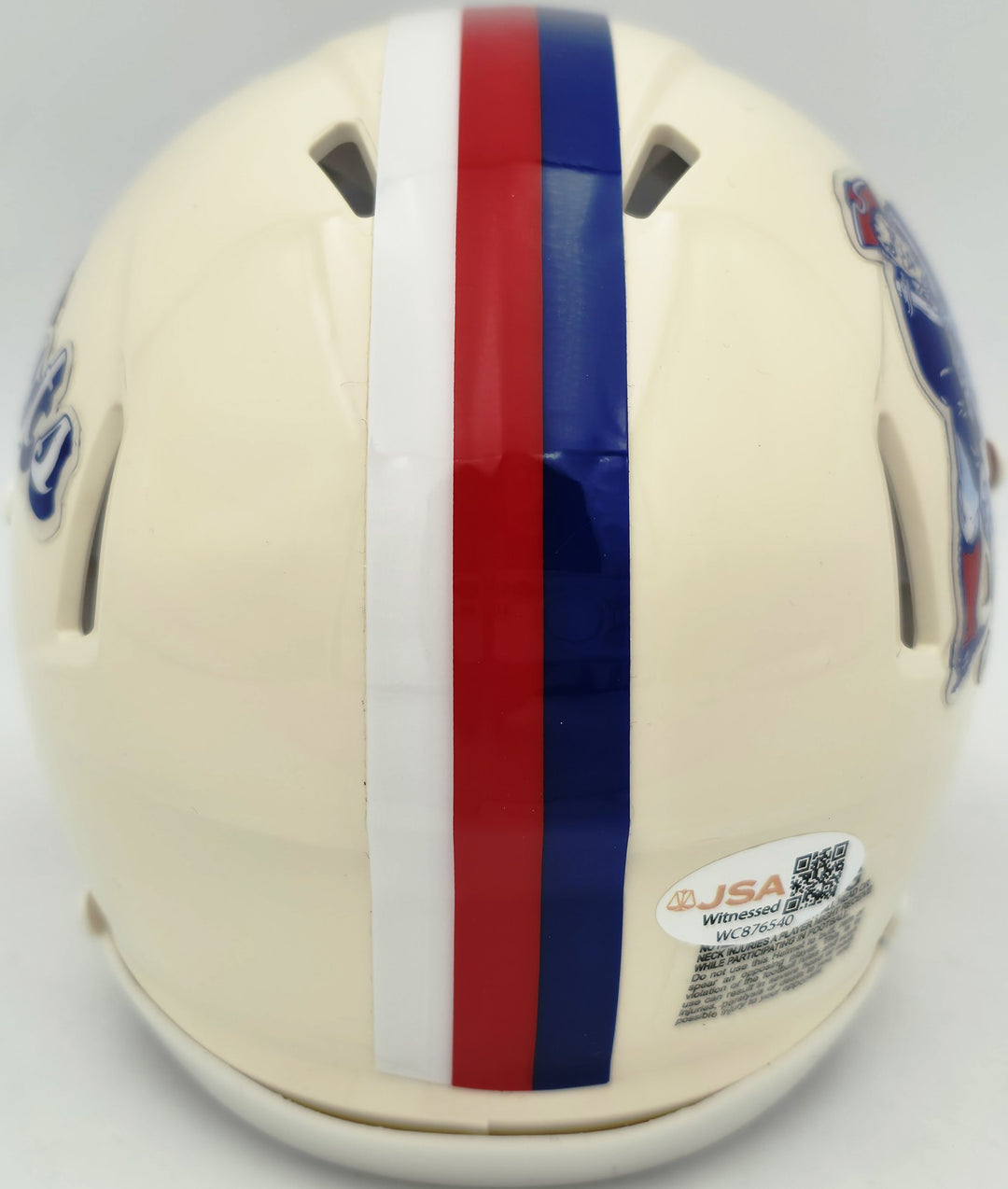 Mike Vrabel Signed Patriots Cream Retro Speed Mini Helmet JSA Witness
