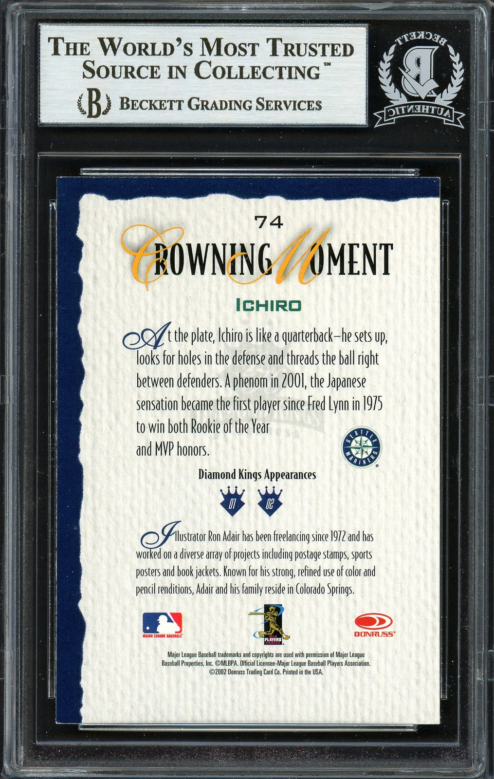 Ichiro Suzuki Signed 2002 Donruss Diamond Kings Card #74 Mariners Beckett