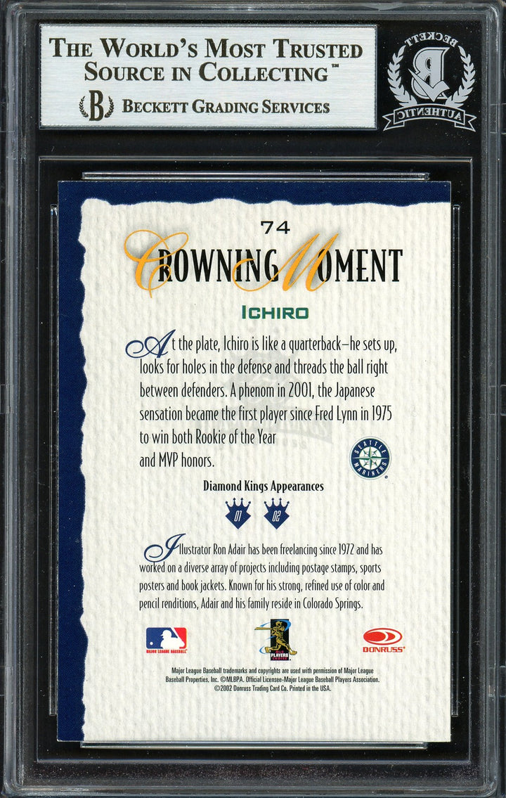 Ichiro Suzuki Signed 2002 Donruss Diamond Kings Card #74 Mariners Beckett