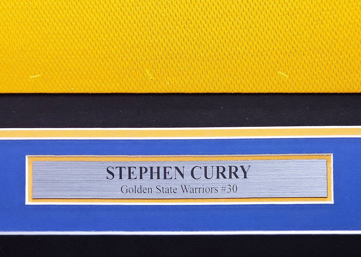 Golden State Warriors Stephen Curry Signed Framed Yellow Jersey Beckett BAS