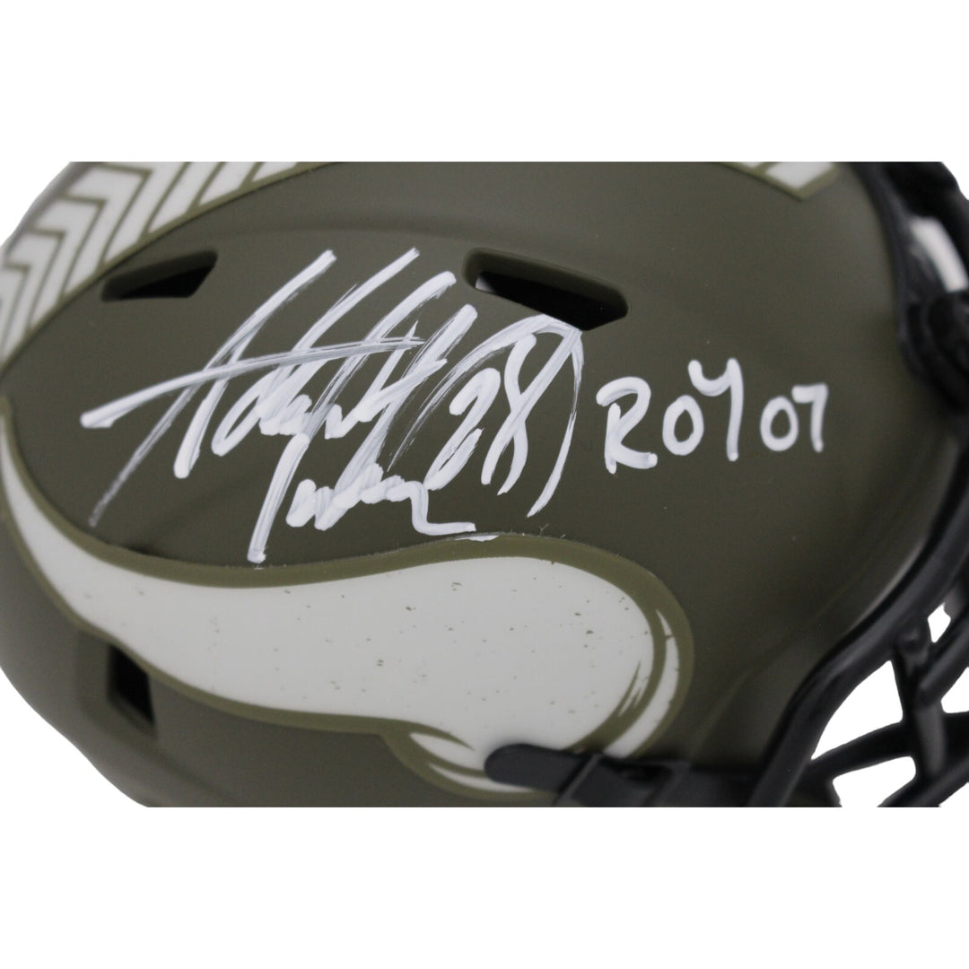 Adrian Peterson Autographed Minnesota Vikings Mini Helmet 22Salute ROY BAS 46639