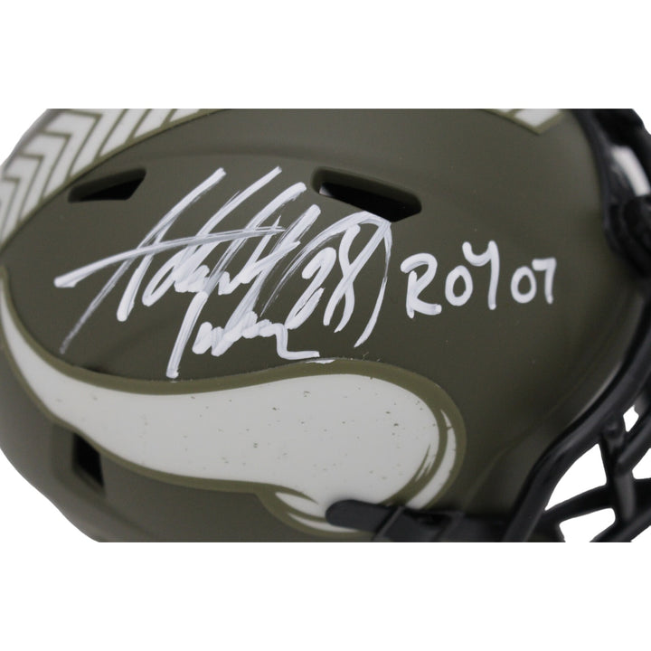 Adrian Peterson Autographed Minnesota Vikings Mini Helmet 22Salute ROY BAS 46639