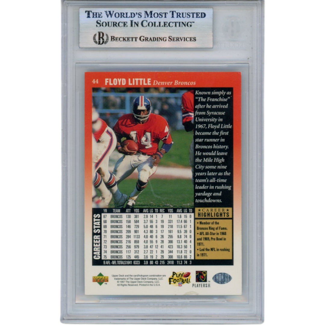 Floyd Little Signed 1997 Upper Deck Legends #44 Trading Card Slab Beckett 51545