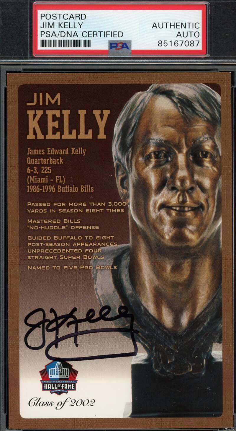 Jim Kelly PSA DNA Signed Hall of Fame Bronze Bust Postcard /150 Autograph