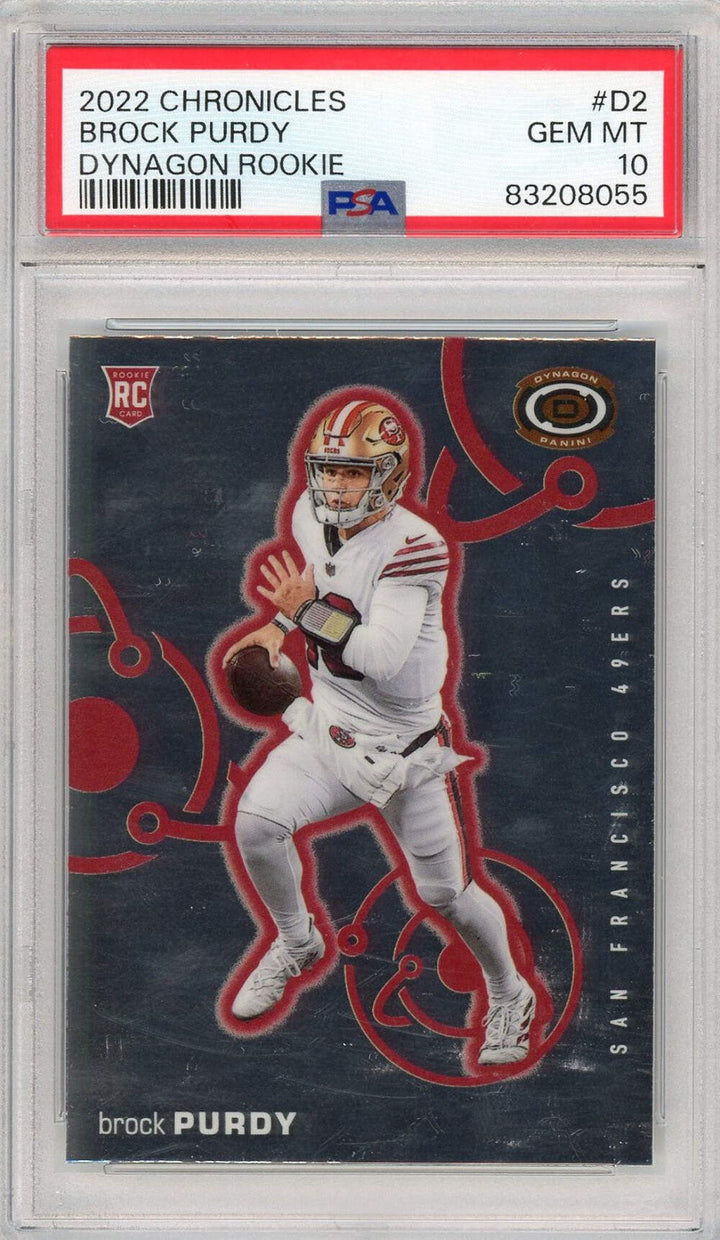 Graded 2022 Panini Chronicles Brock Purdy #D2 Dynagon RC Football Card PSA 10