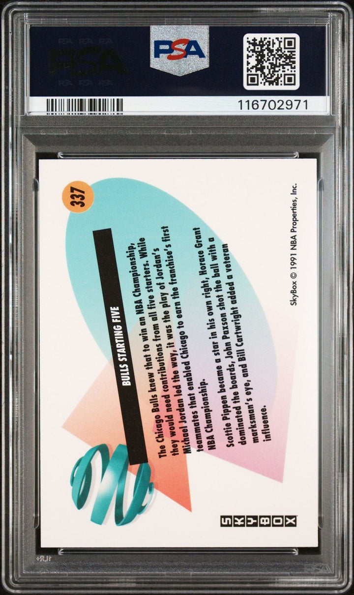 Graded 1991 Skybox Michael Jordan #337 Bulls Starting Five Card PSA 10 Mint