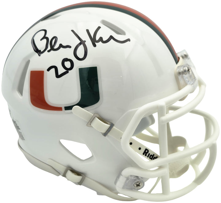 Bernie Kosar Signed Miami Hurricanes White Traditional Speed Mini Helmet JSA