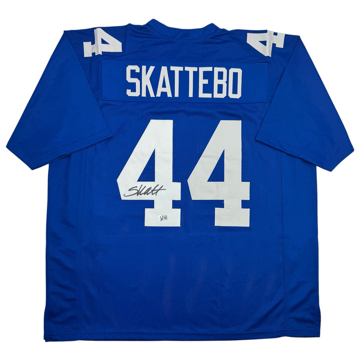 Autographed/Signed Cam Skattebo New York Blue Jersey Beckett BAS COA