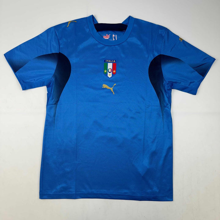 Autographed/Signed Fabio Cannavaro Italy Blue Futbol Jersey Beckett BAS COA