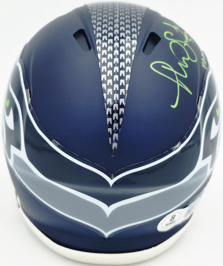 Malcolm Smith Signed Seahawks Blue Speed Mini Helmet Beckett Wit Beckett Witness