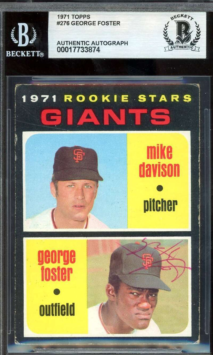 George Foster Beckett BAS Vintage Signed 1971 Topps Rookie Stars Autograph
