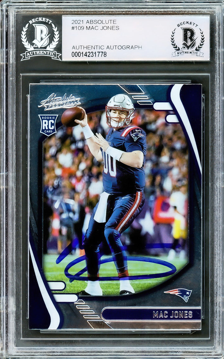 Mac Jones Signed 2021 Panini Absolute RC 109 New England Patriots Beckett