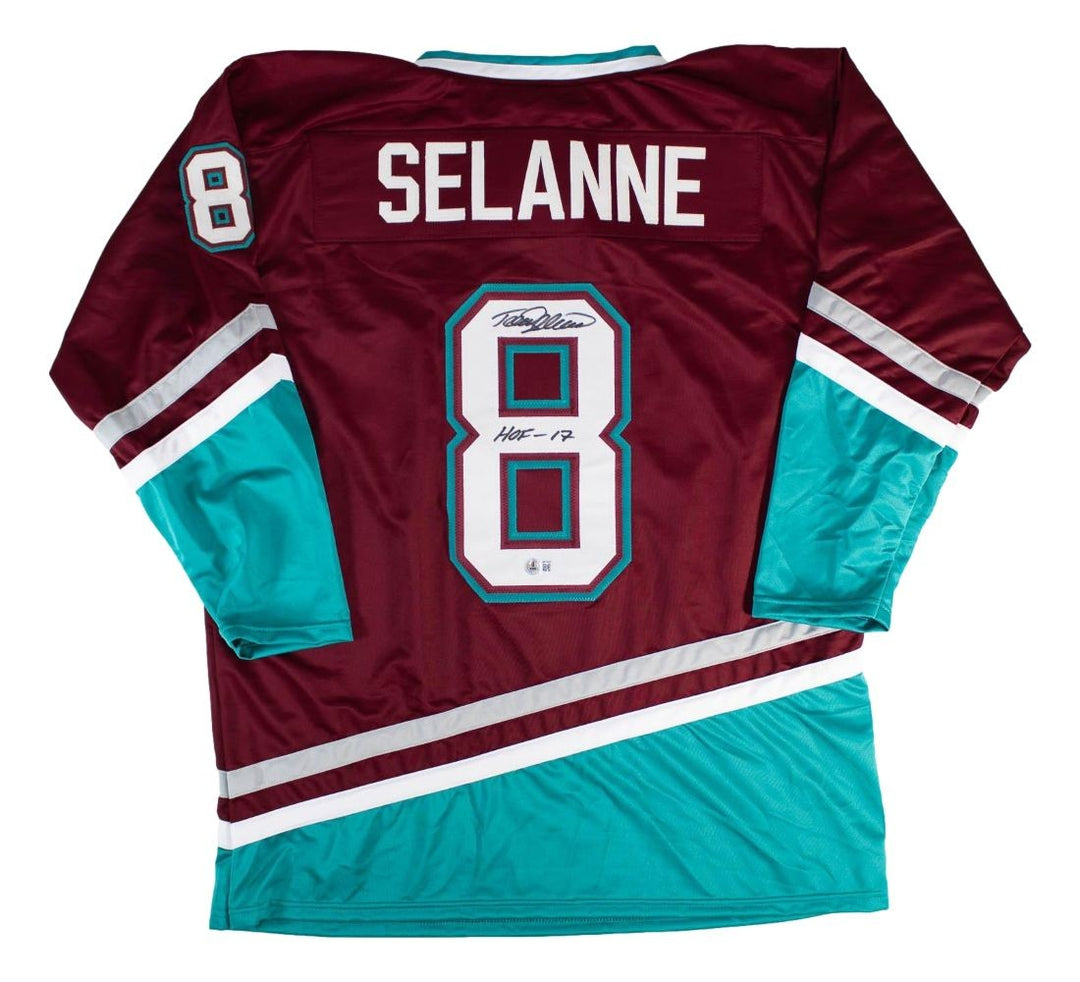 Teemu Selanne Anaheim Signed Burgundy Hockey Jersey HOF 17 BAS