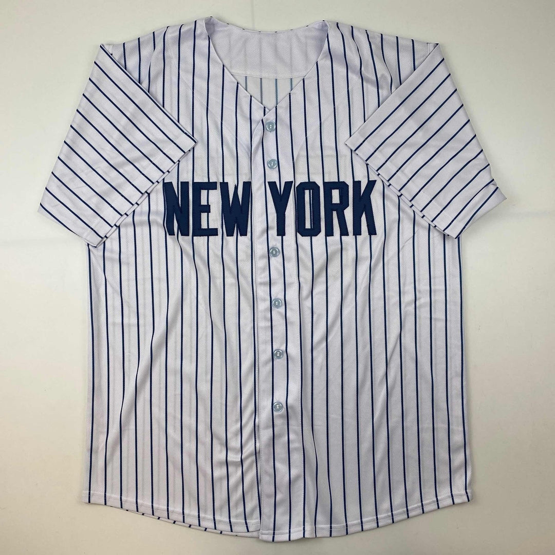 Autographed/Signed Hideki Matsui New York Pinstripe Jersey Beckett BAS COA
