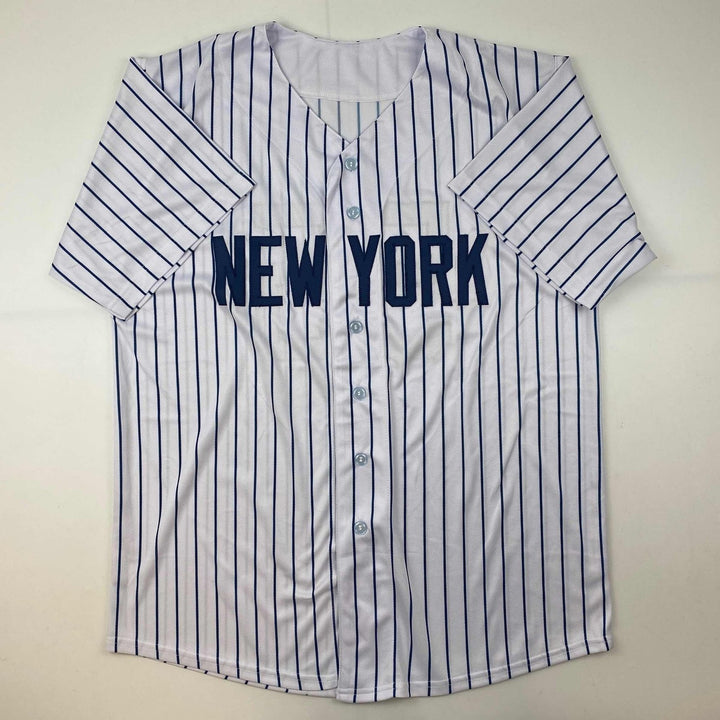 Autographed/Signed Hideki Matsui New York Pinstripe Jersey Beckett BAS COA