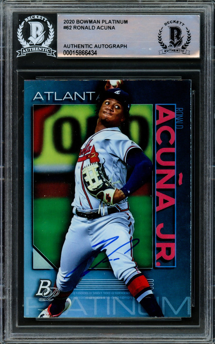 Ronald Acuna Jr. Signed 2020 Bowman Platinum Card #62 Atlanta Braves Beckett