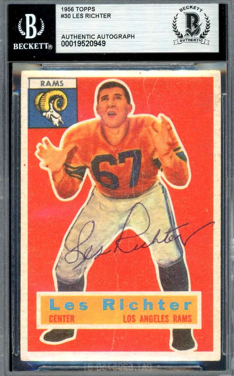 Les Richter Beckett BAS Signed 1956 Topps Autograph