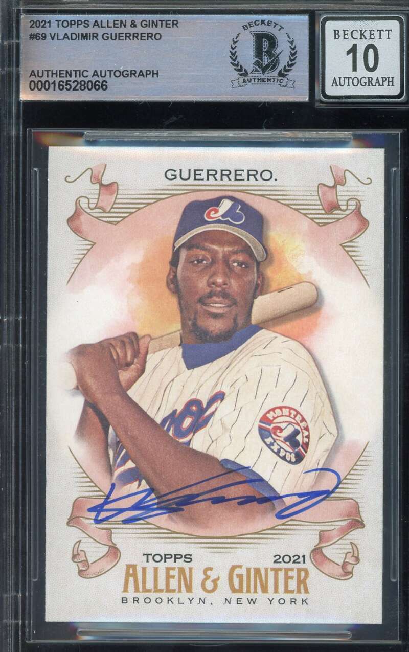 Vladimir Guerrero Gem Mint 10 Beckett BAS Signed 2021 Topps Allen and Ginter