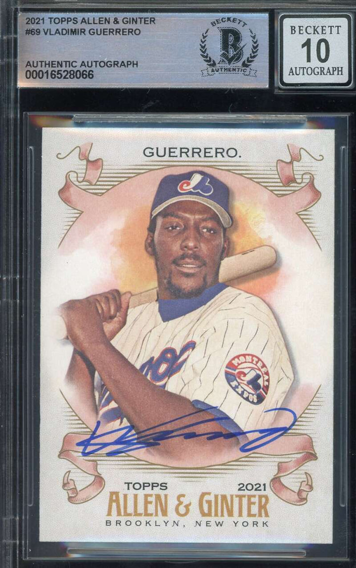 Vladimir Guerrero Gem Mint 10 Beckett BAS Signed 2021 Topps Allen and Ginter