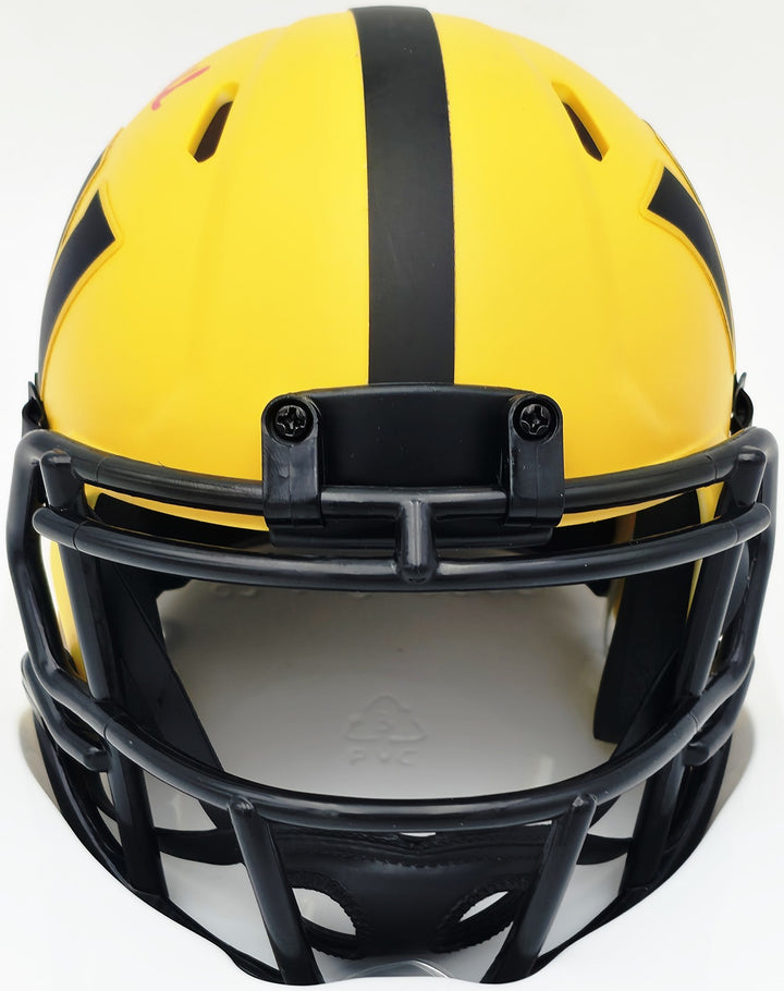 Mike Sainristil Signed Commanders Rave Yellow Speed Mini Helmet Beckett QR