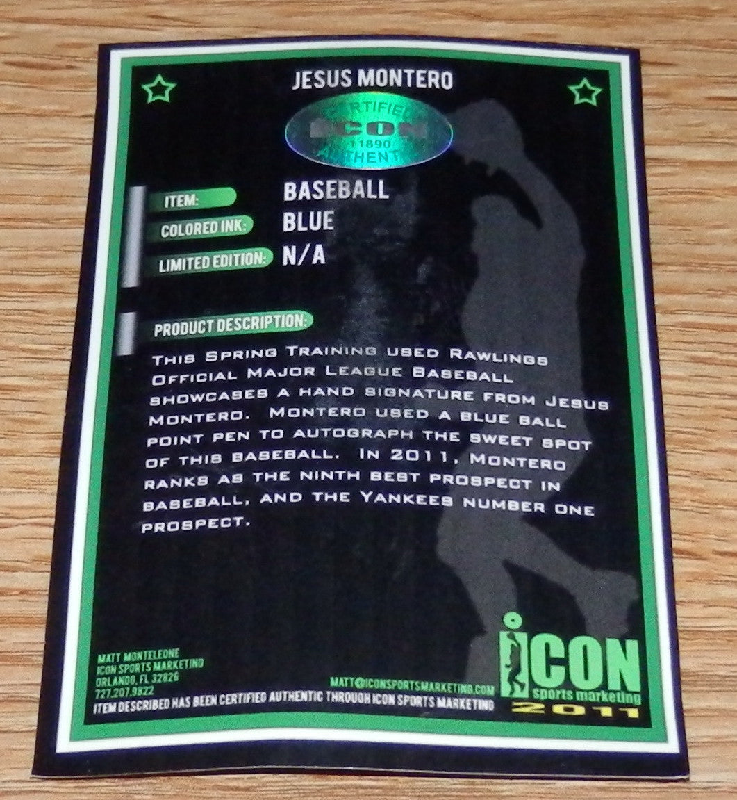 JESUS MONTERO SIGNED GAME USED SPRING TRAINING NY YANKEES OML BASE BALL MARINERS