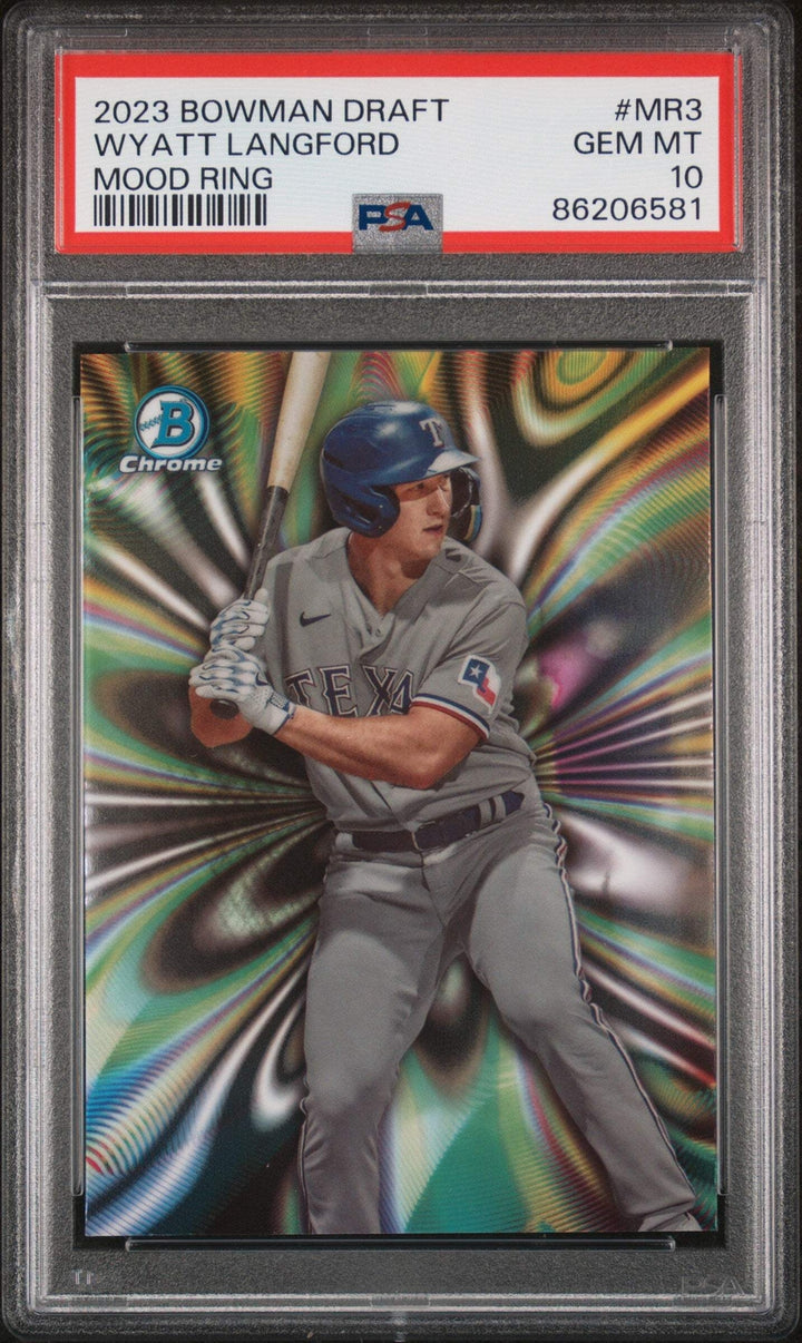 Graded 2023 Bowman Draft Wyatt Langford #MR3 Mood Ring RC Baseball Card PSA 10
