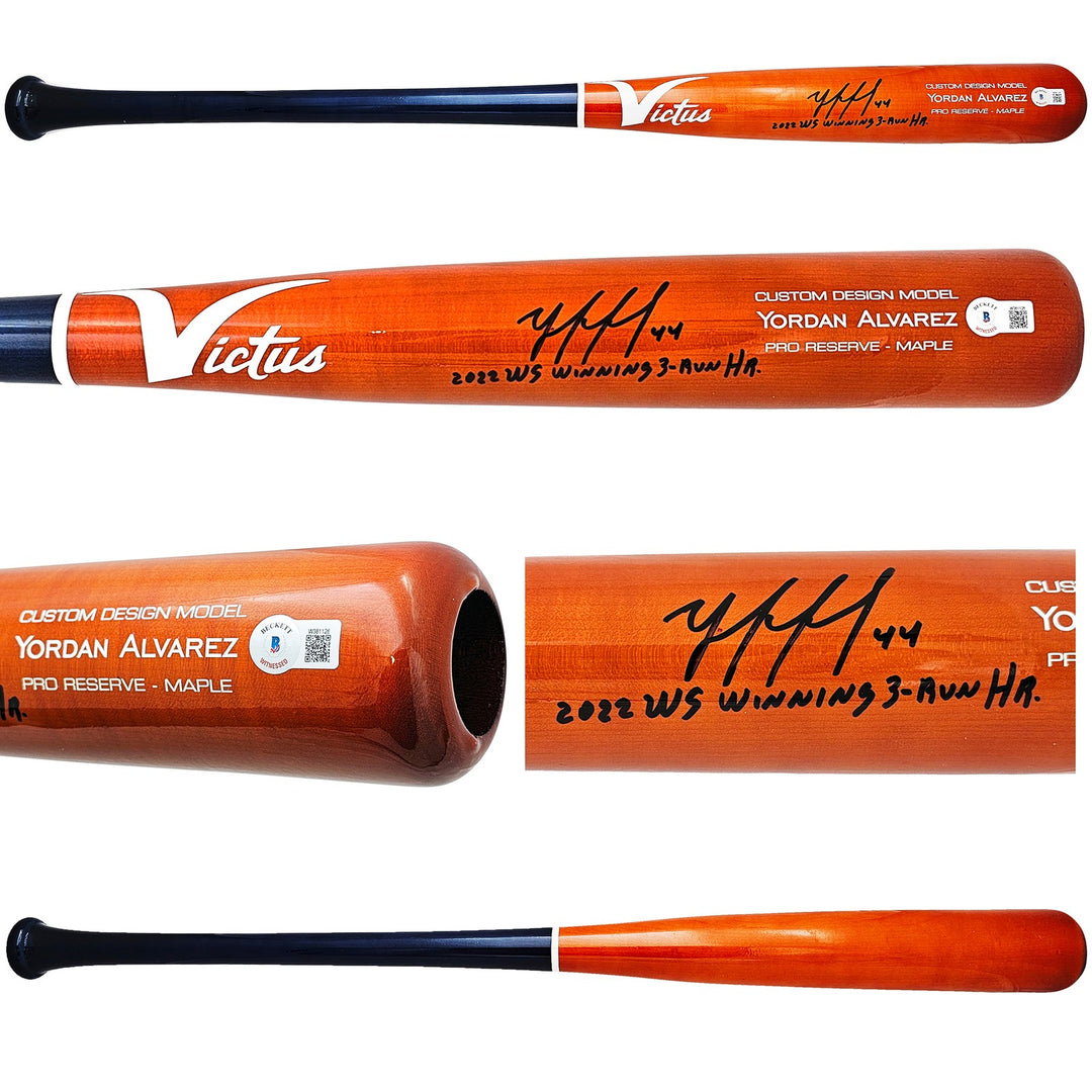 Yordan Alvarez Auto Orange Victus Player Model Bat Astros 22 WS Winning HR BAS