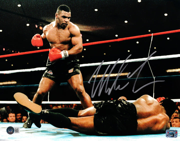 Mike Tyson Signed Framed 11x14 Photo Standing Over Beckett BAS QR