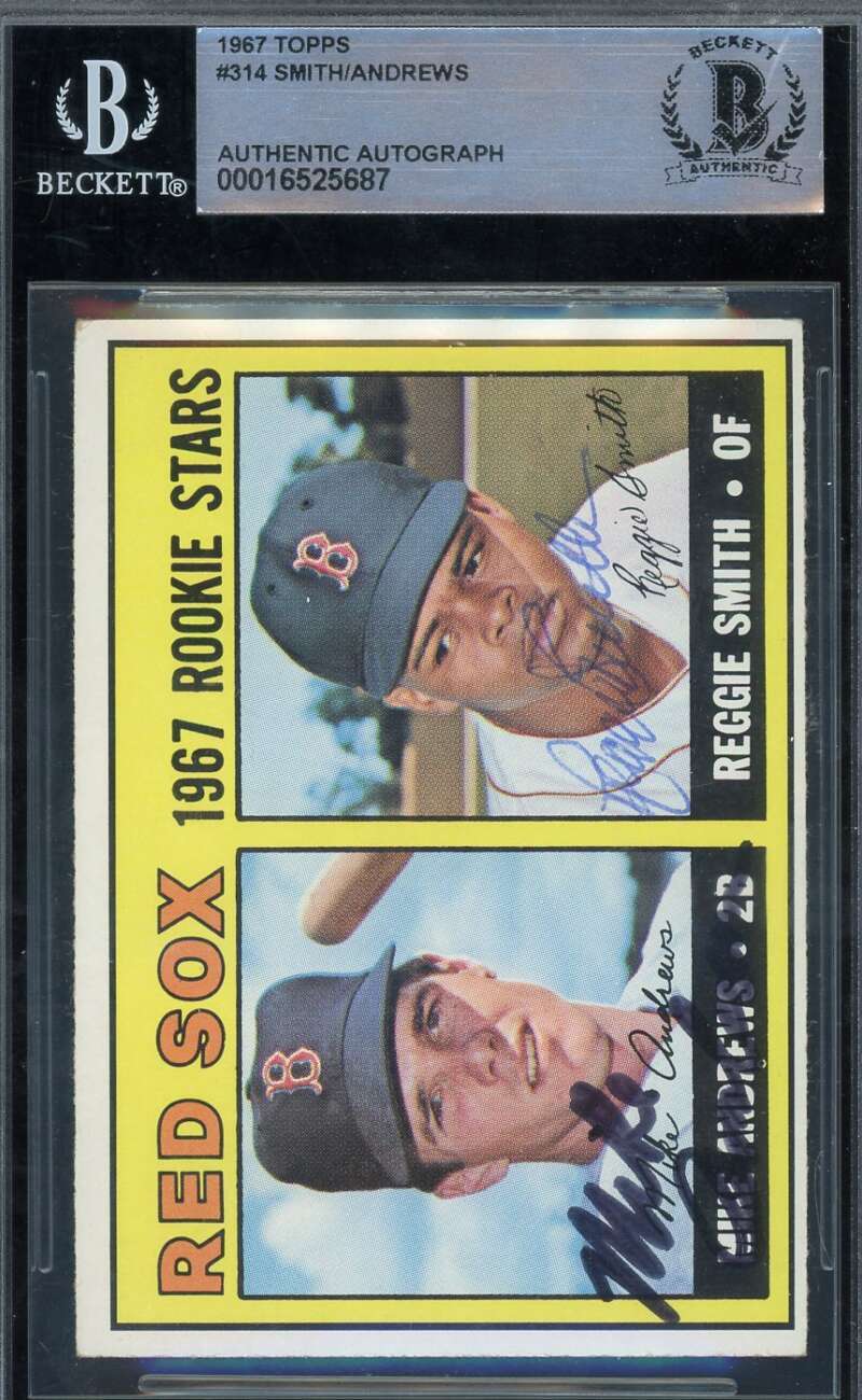 Reggie Smith Mike Andrews Beckett BAS Signed 1967 Topps Rookie Stars Autograph