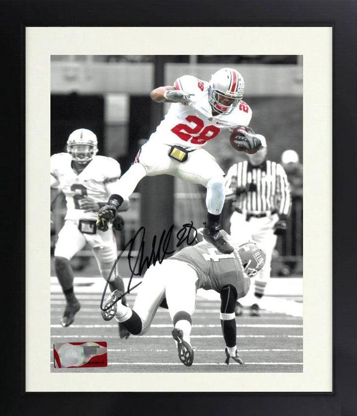 Chris "Beanie" Wells signed Ohio State Buckeyes NCAA 8X10 Photo Framed - COA