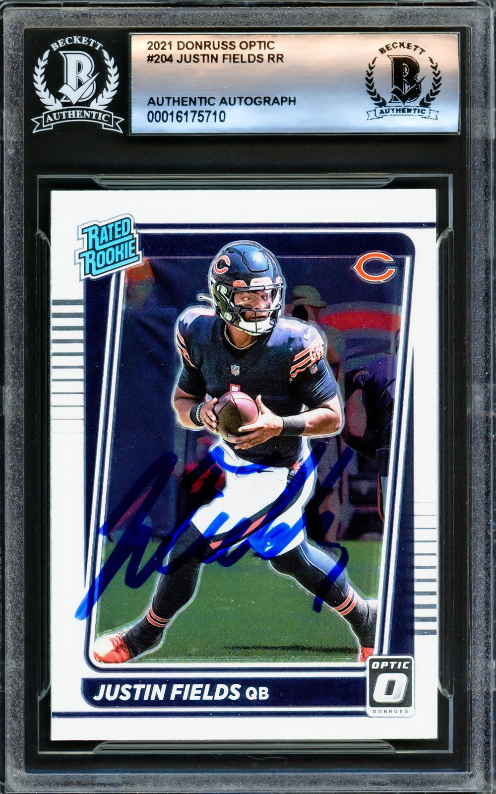 Justin Fields Autographed Signed 2021 Donruss Optic RC 204 Chicago Bears Beckett