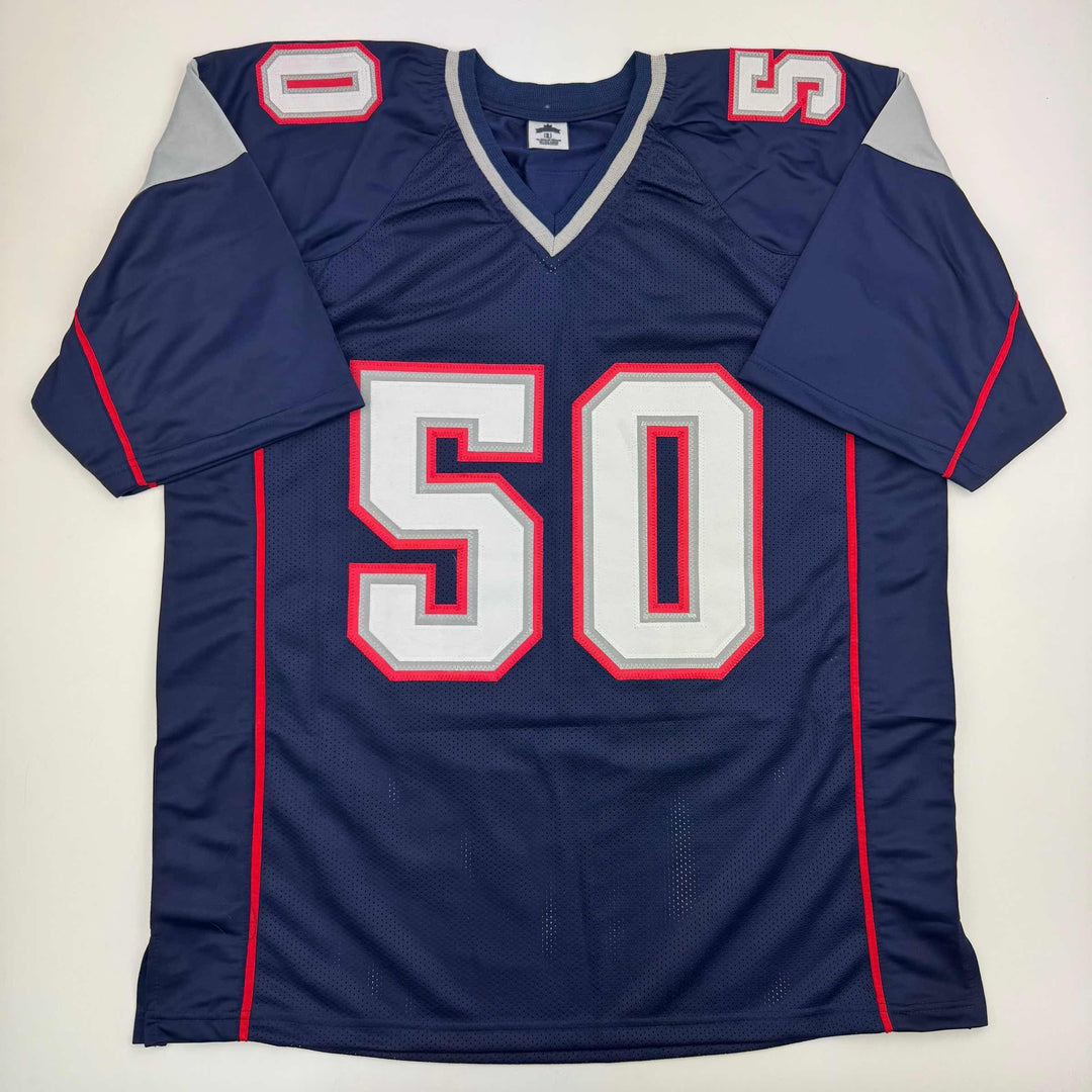 Autographed/Signed Rob Ninkovich "2x SB Champ" Blue Jersey Beckett BAS COA