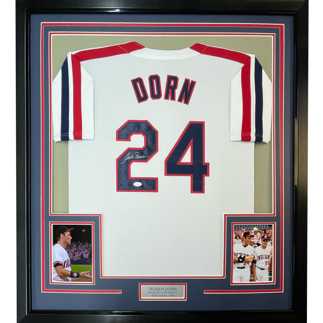 FRAMED Autographed/Signed CORBIN BERNSEN Roger Dorn 33x42 Jersey JSA COA Auto