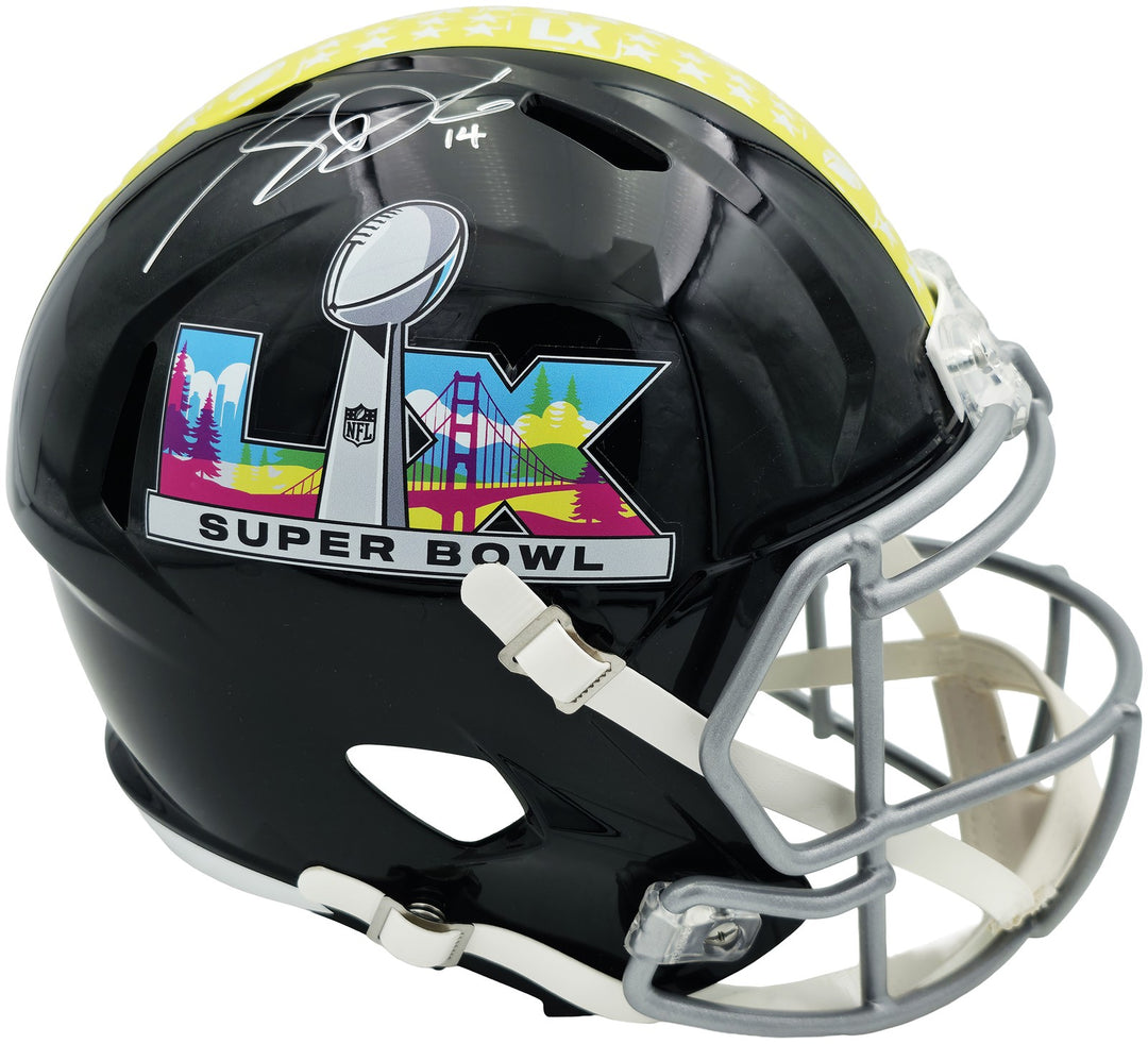 Sam Darnold Auto Seahawks Black SB LX Logo Full Size Spd Replica Helmet Beckett