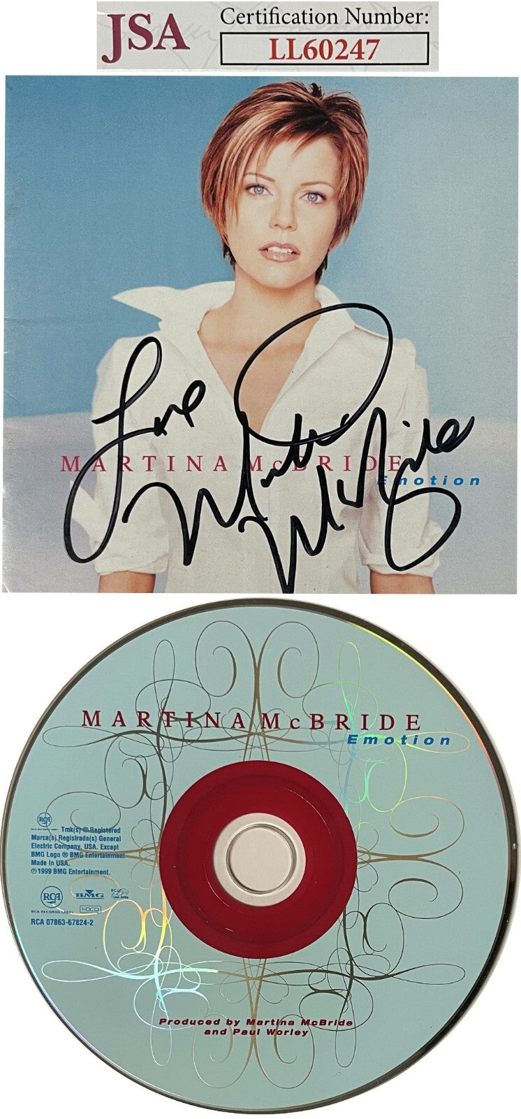Martina McBride signed 1999 Emotion Album Cover Booklet w/ CD w/ Love- JSA