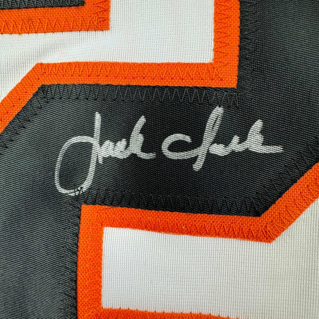 Framed Signed Jack Clark 35x39 San Francisco White Jersey JSA COA