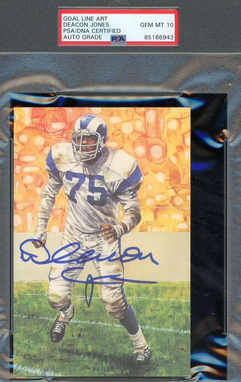Deacon Jones Gem Mint 10 PSA DNA Signed Goal Line Art Card GLAC Autograph