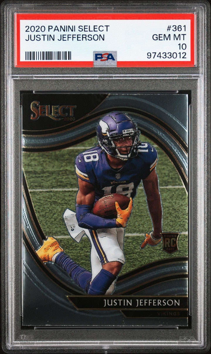 Graded 2020 Panini Select Justin Jefferson #361 Rookie RC Football Card PSA 10