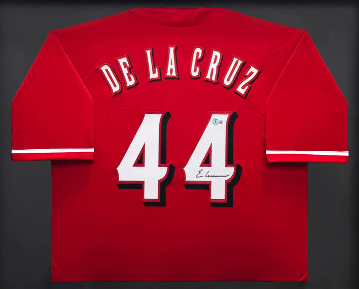Cincinnati Reds Elly De La Cruz Signed Framed Red Jersey Beckett BAS QR