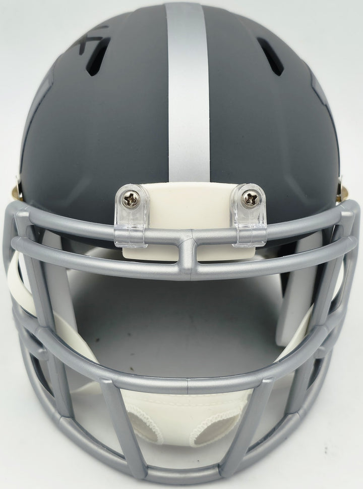 Cam Skattebo Signed Giants Slate Gray Mini Helmet Beckett QR