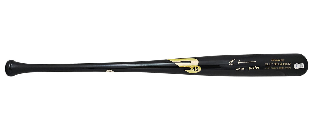 Elly De La Cruz Auto Black B45 Player Model Bat Reds "Cycle 6/23/23" Beckett Wit