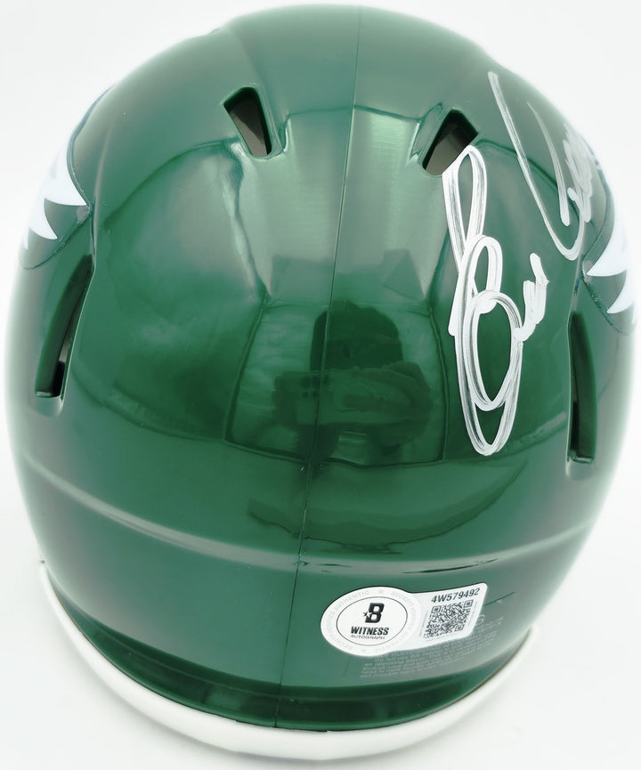 Eric Allen Signed Eagles Kelly Green 1974-95 Throwback Speed Mini Helmet Beckett