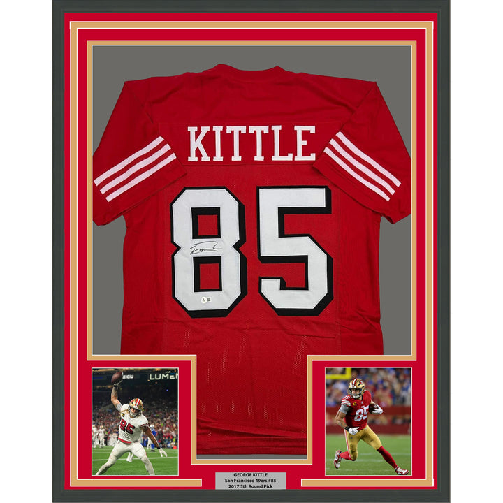 Framed Autographed/Signed George Kittle 35x39 San Francisco ALT Jersey BAS COA