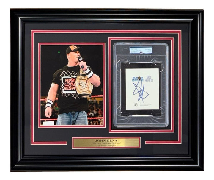John Cena Signed Framed Slabbed WWE Bookplate w/ 8x10 Photo PSA