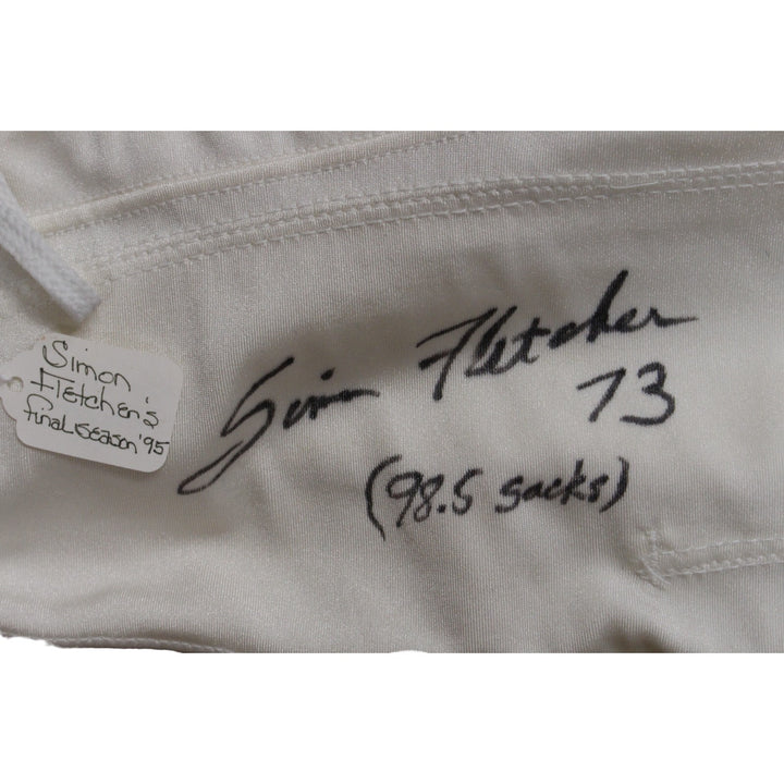 Simon Fletcher Signed Game Used Wilson 36 White Pants Beckett 45075